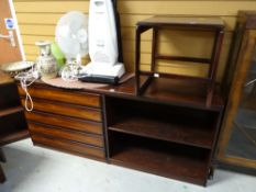 A Scanflex sideboard with bank of five drawers & open shelves together with a similar square