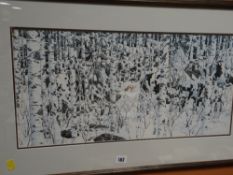 Framed print by BEV DOOLITTLE (American artist) - woodland encounter
