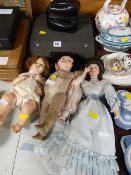 Vintage cased Empire typewriter, box camera & dolls