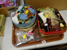 Parcel of various sewing & embroidery cottons together with a punch hole gun