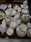 Two trays of various teaware including Colclough, Royal Stafford, Royal Albert etc