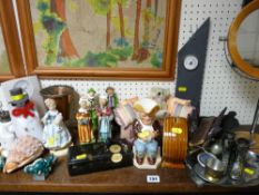 Parcel of ornamental china and metalware including Toby jugs, mirrors, slate, metalware etc