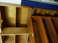 Three similar multi-shelved mahogany effect open bookcases