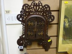Fretwork memorial picture frame with hinged door front