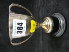 Small silver trophy cup on stand