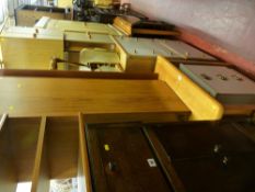 Modern blanket box and a narrow white chest of three drawers