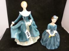 Two Royal Doulton lady figurines titled 'Janine' HN2461 and 'Cherie' HN2341