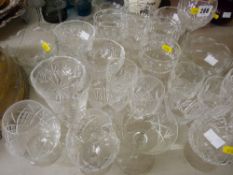 Selection of cut and other drinking glassware and sundae dishes
