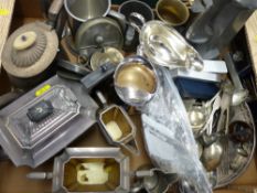 Box of EP and other metalware to include some small silver items
