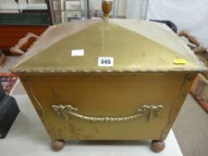 Georgian style brass two handled lidded coal box and contents