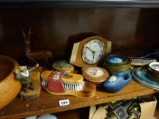 Mixed treen and similar items including mantel clock etc