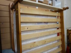 Pine single bed with mattress and headboards