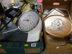 Box of household goods and a quantity of various photograph frames etc