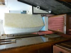 Loom style linen basket, assorted stools, ottoman etc