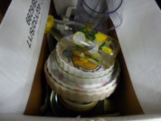 Box of mainly kitchen porcelain and similar items