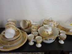 Victorian gilt and floral decorated breakfast set to include a lidded muffin dish