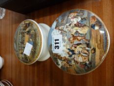 Two Prattware pot lids and bases titled 'The Room in which Shakespeare was Born, 1564, Stratford