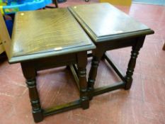 Pair of reproduction joined oak stools