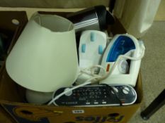 Box of small household electricals E/T