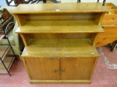 Vintage oak bookcase cupboard with 'D Matthews & Son Ltd' label