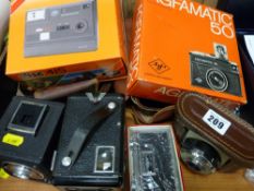 Parcel of well preserved cameras including a Gnome box, a Brownie 620 box and others