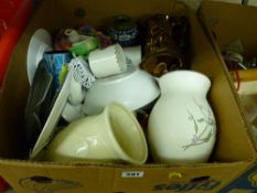 Box of pottery vases, jugs and teaware