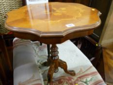 Italian inlaid tripod side table