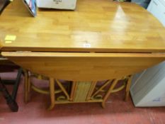 Light wood and bamboo twin flap kitchen table with two chairs
