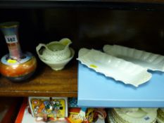 Crown Ducal lustrous onion vase, china jug and basin, two Aynsley dishes and a boxed Wedgwood plate