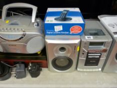 Phillips midi hifi system, Hitachi portable system and a modern record deck etc E/T