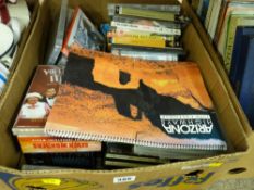 Box of DVDs and music CDs