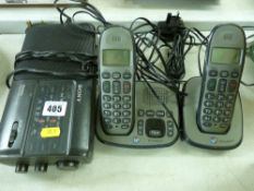 Sony three band transistor radio and a BT Freelance portable telephone set