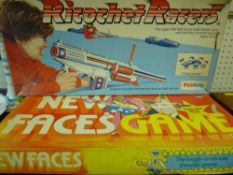 Boxed 'Richochet Racers' and a boxed Palitoy 'New Faces' Game