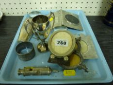 Parcel of white metal items, six possibly silver Continental tots