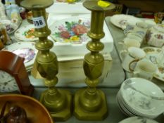 Large pair of Victorian brass candlesticks