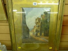 19th Century framed watercolour study - Continental street scene