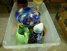 Sylvac pixie jug, Maling fruit bowl, Poole pottery Aegean vase etc