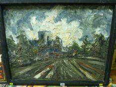 RAYMOND EVANS oil on board - St Asaph Cathedral