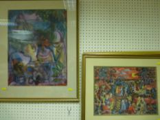 HELEN STEINTHAL two watercolours - figures in a landscape