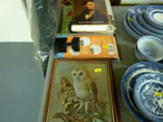 AUDREY NORTH three silk like prints - British wildlife and a small quantity of books and maps