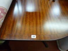Reproduction mahogany pedestal dining table and six (four plus two) classically styled dining