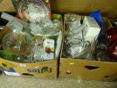 Two boxes of vintage glass tableware etc