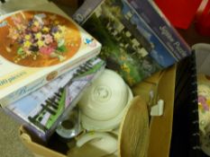 Part dinner service, quantity of new jigsaws etc