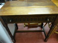Reproduction oak single drawer hall table