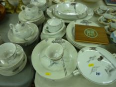 Oriental part dinner and tea service, the cups having Geisha Girl bases