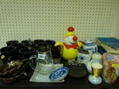 Parcel of mixed pottery and glassware and two lidded casserole dishes