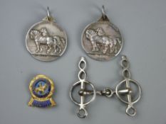 TWO SHIRE HORSE SOCIETY SILVER MEDALLIONS by Mappin & Webb, London, stamped Birmingham 1904 and