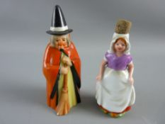 A ROYAL WORCESTER SNUFFER and a Dutch girl bottle with cork stopper, the snuffer in the form of a