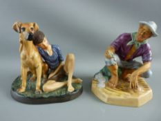 TWO ROYAL DOULTON CHINA FIGURINES 'Buddies' HN2546 and 'Beachcomber' HN2487 (cracked, marked as a