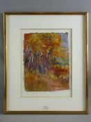 GWILYM PRICHARD pastel - two figures on a woodland path, signed and entitled verso 'Promanade en